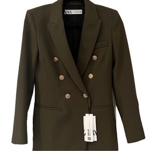 BRAND NEW ZARA BLAZER - XS - TAILORED BLAZER WITH BUTTONS- KHAKI